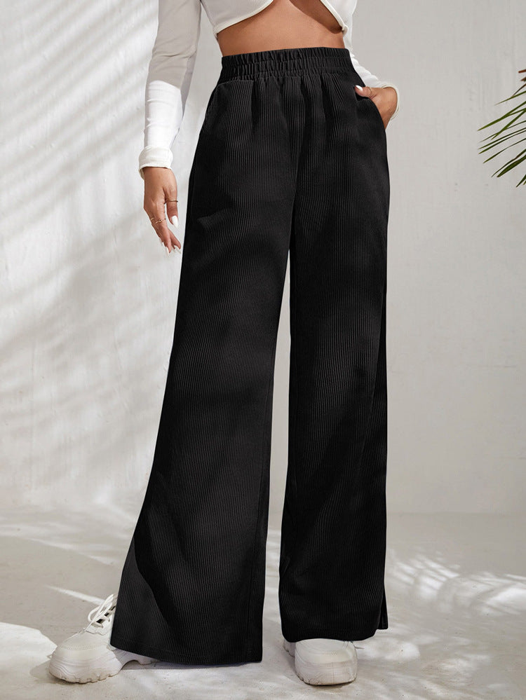 Dames wijde corduroy broek - hoge taille casual pants voor relaxte dagelijkse looks