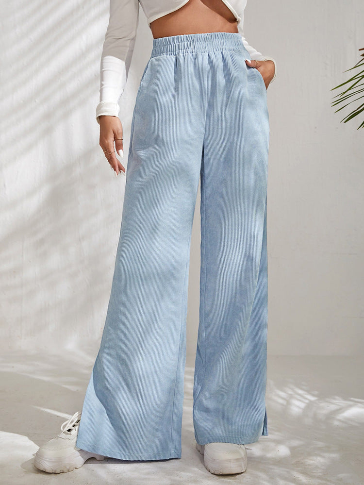 Dames wijde corduroy broek - hoge taille casual pants voor relaxte dagelijkse looks