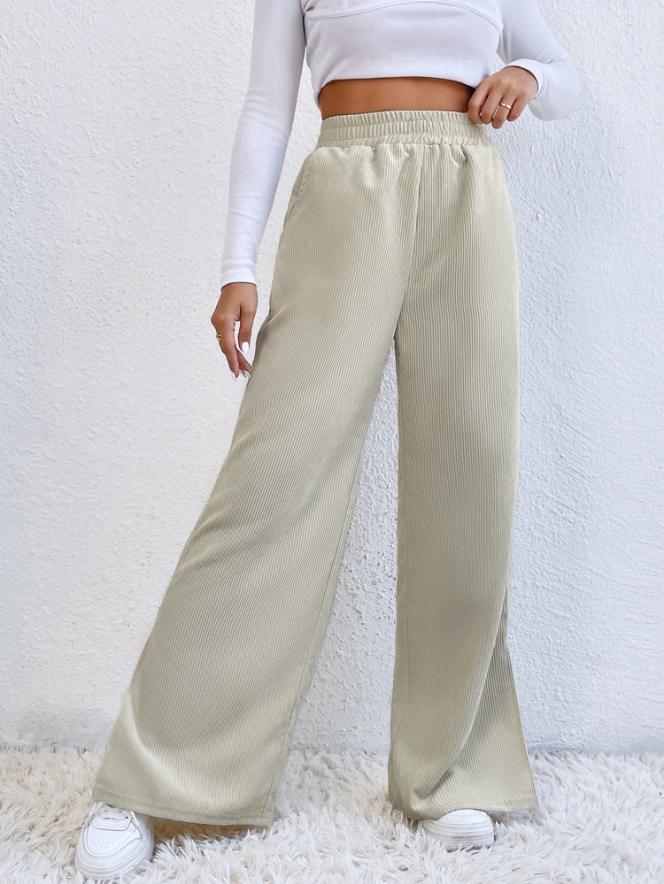Dames wijde corduroy broek - hoge taille casual pants voor relaxte dagelijkse looks
