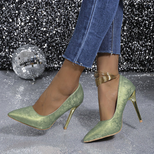 Chleo | Elegante Pumps met Gouden Hak en Satijnlook