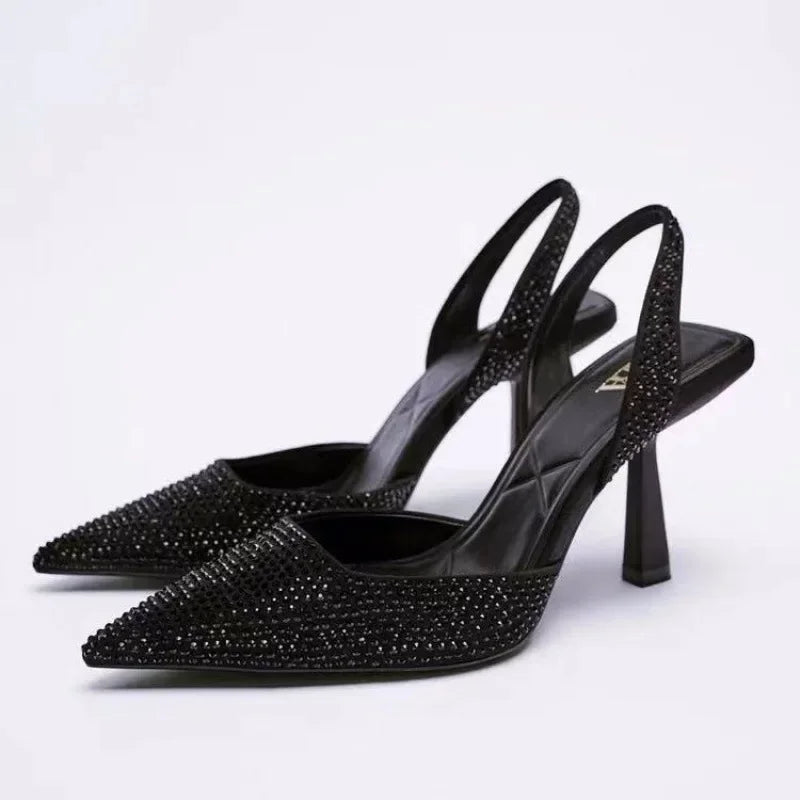 Jaiza | Puntige Slingback Hakken met Strass