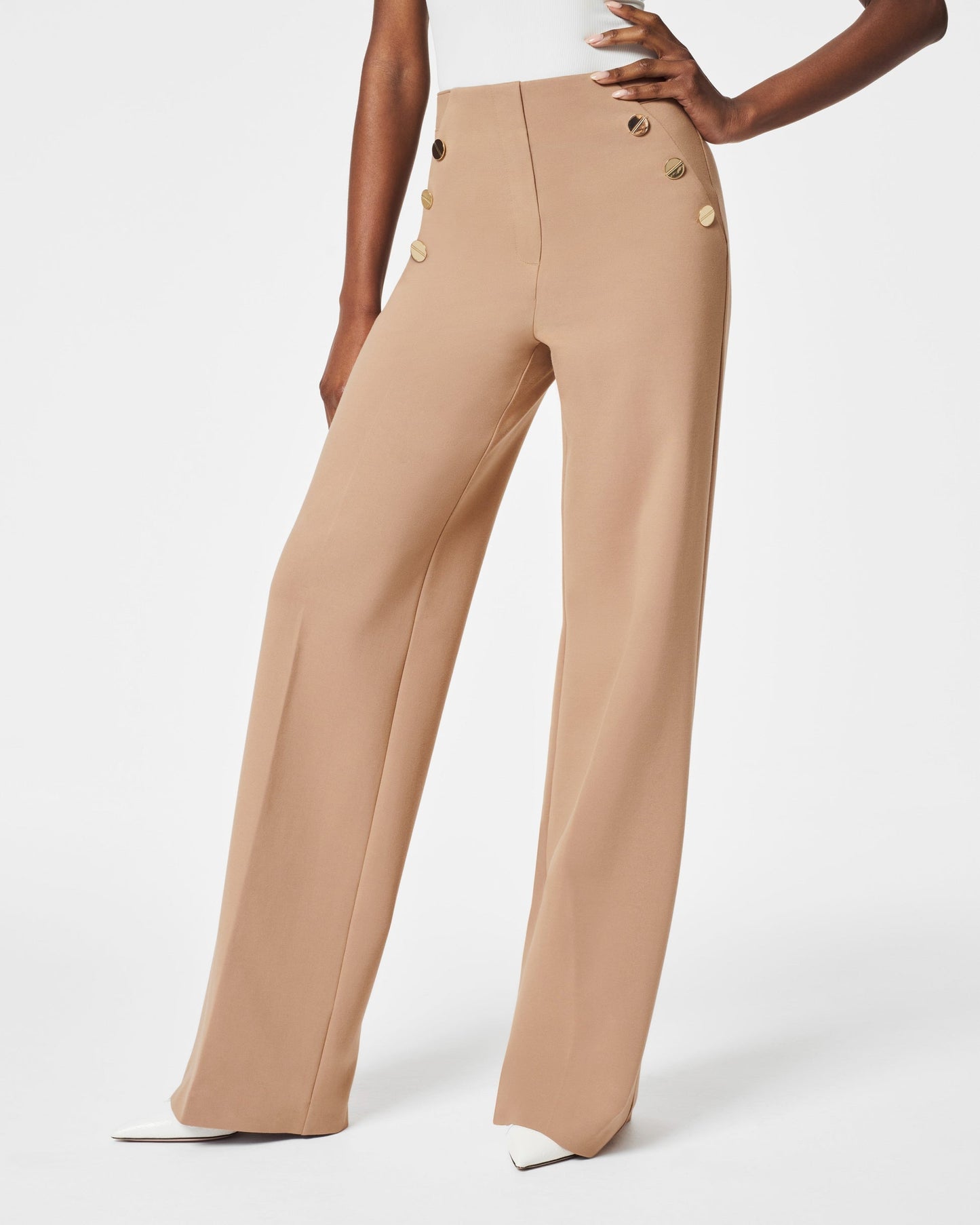 Dames hoge taille wijde broek van zachte stof - veelzijdige, stijlvolle pasvorm voor casual of kantooroutfits