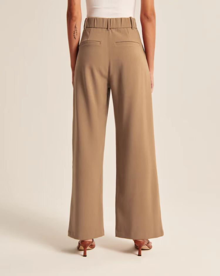 Pantelon met hoge taille - dames broek met wijde pijpen en zakken