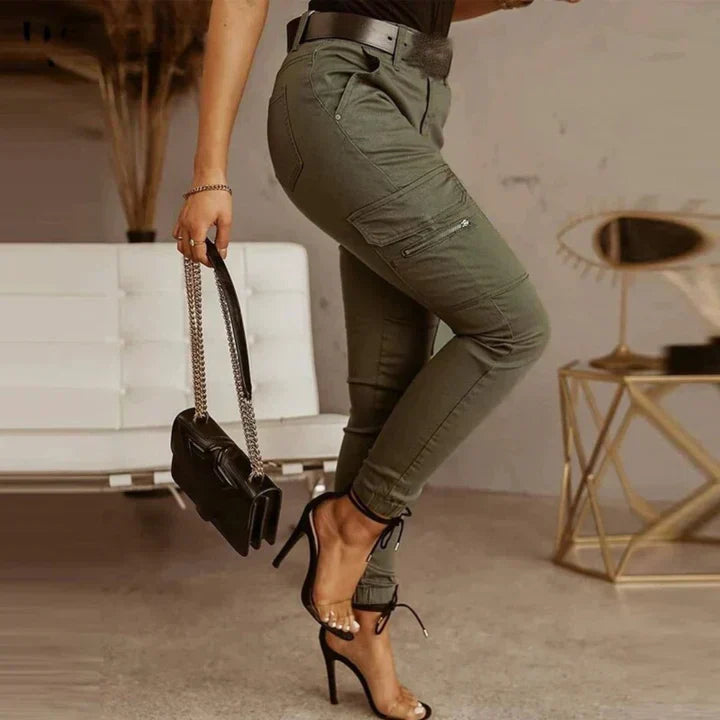 Cargo jeans - chique grijze damesbroek met zakken