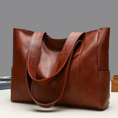 Dames leren tote bag - stijlvolle everyday handtas voor kantoor en casual gebruik