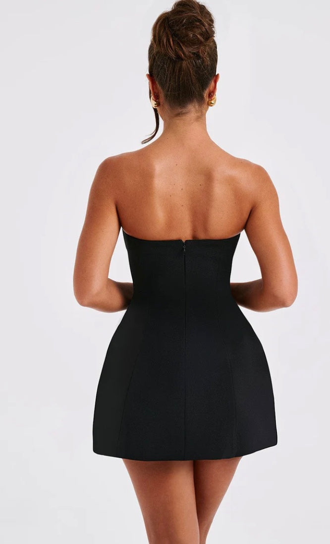 DESTINY STRAPLESS SKATERJURK | ZWART