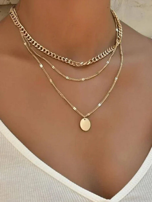 3-delige gelaagde hangerscollier - stijlvolle gouden damesjuwelen set