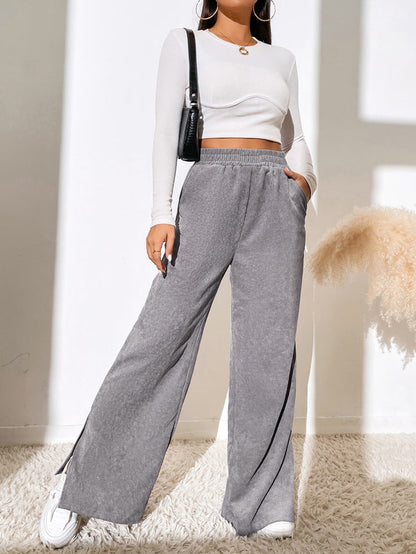 Dames wijde corduroy broek - hoge taille casual pants voor relaxte dagelijkse looks