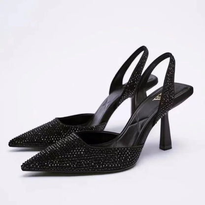 Jaiza | Puntige Slingback Hakken met Strass