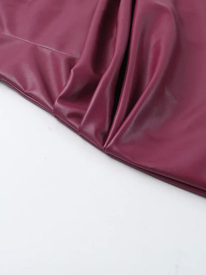 ELISA | LEREN BORDEAUX STRAPLESS JURK