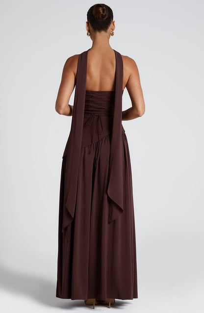 Imani – Strapless Maxi-jurk met Asymmetrische Taille